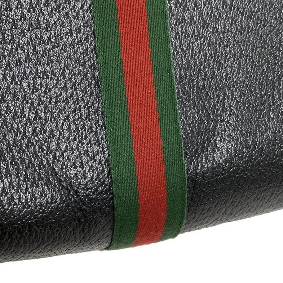 Auth GUCCI Shelly (Web) 719885 Black Green Red Leather Shoulder Bag - Picture 12 of 15